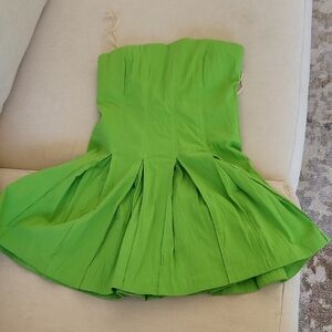 Free People Vibrant Green Strapless Dress